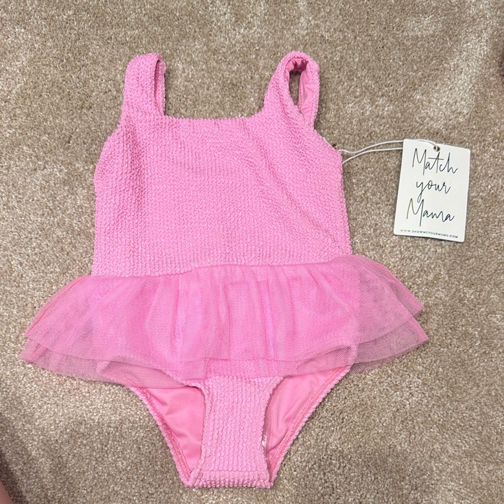 Show Me Your MuMu Pink Girls One-Piece Tutu Swimsuit